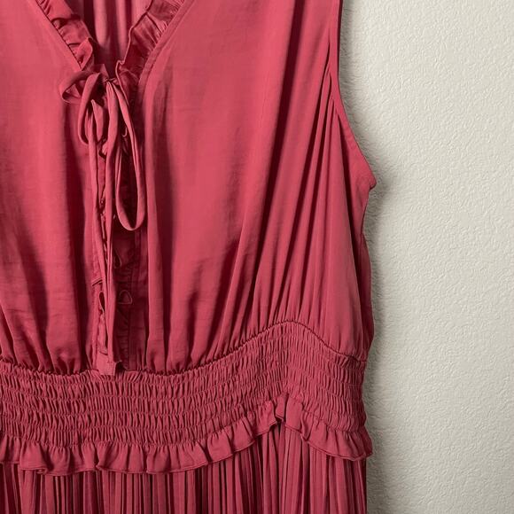 Lane Bryant Dress Womens Size 22/24 Burnt Orange Midi Pleated Ruffle Tank A-Line - Picture 6 of 12